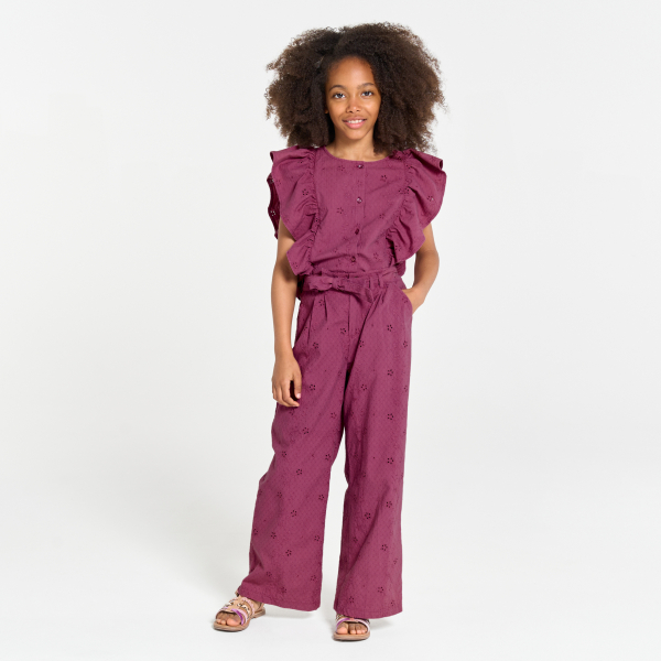 بلوزة تطريز إنجليزي أرجوانية اللون للفتيات